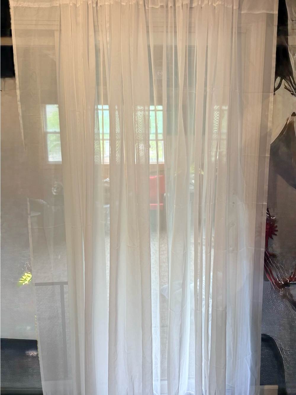 Lightweight semi-transparent White window coverings- 3 panels each 83”x58”